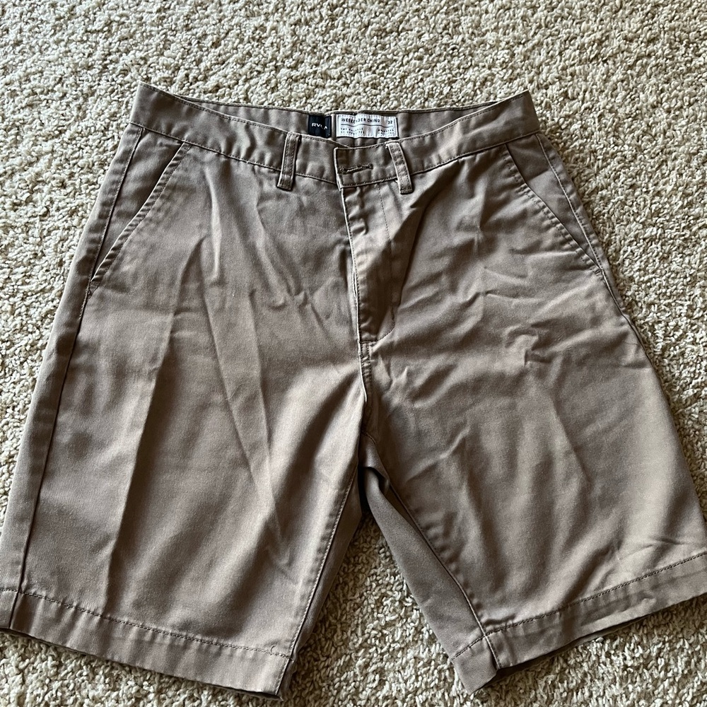 RVCA Men's Tan Flat Front Shorts